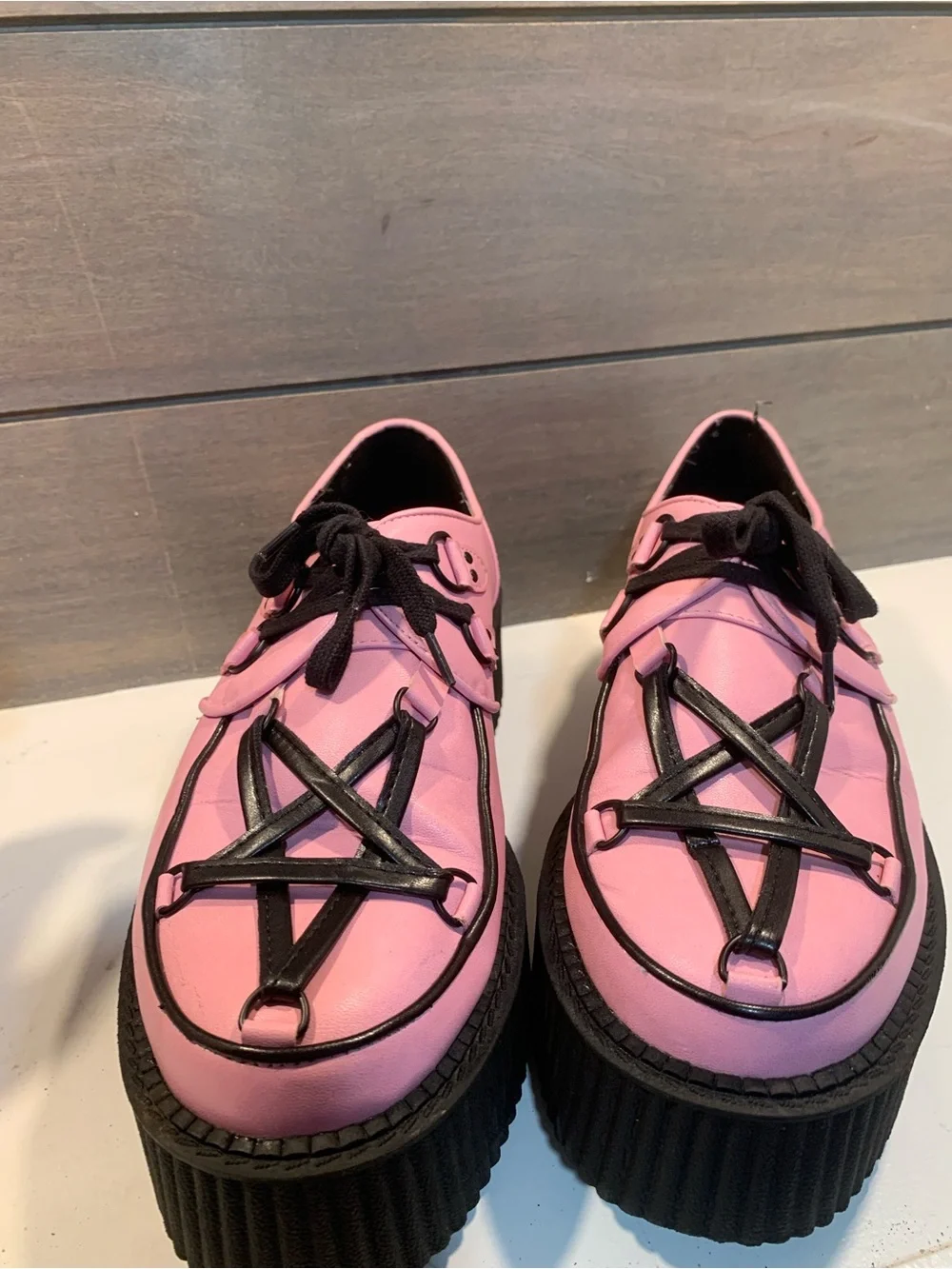 Killstar Hexellent Creepers Pink Black Platform Sz 10 Steam Punk Whimsigoth